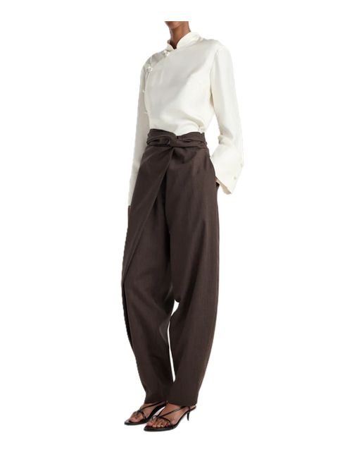 pantaloni sarong con nodo a pareo | marrone scuro Róhe | 420-30-041202_370 DARK BROWN